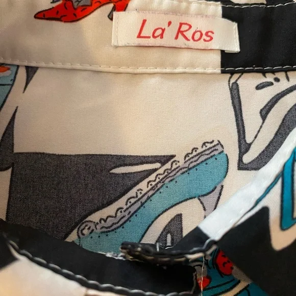 Graphic shoe Print Button-Up Blouse - Picture 2 of 8